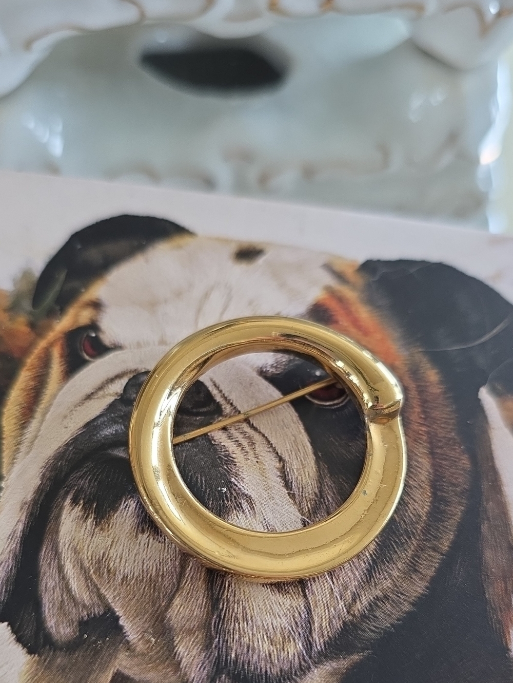 3/$10 Monet Shiny Gold Circular Brooch Pin